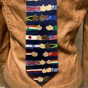 Save the Children Collection silk TIE "Reaching for Love" International Flags XL